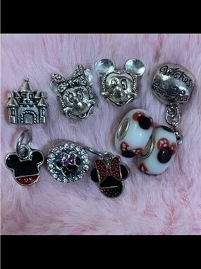 9 Disney Mickey Mouse & Minnie Mouse Charms Set For Bracelet
